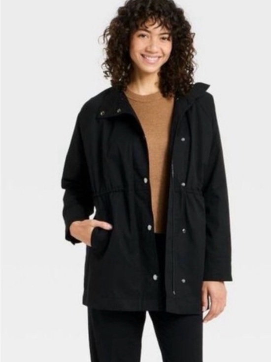 a new day Jackets & Blazers - A new day Women's Black Drawstring Waist Parka Jacket medium NWT